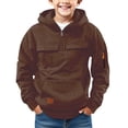 thumbnail image 1 of REDARER Boys Distressed Hooded Sweatshirt Long Sleeve Jacket, Multiple Pockets Cozy Outerwear for Kids Fall Winter,13-14 Years, 1 of 6