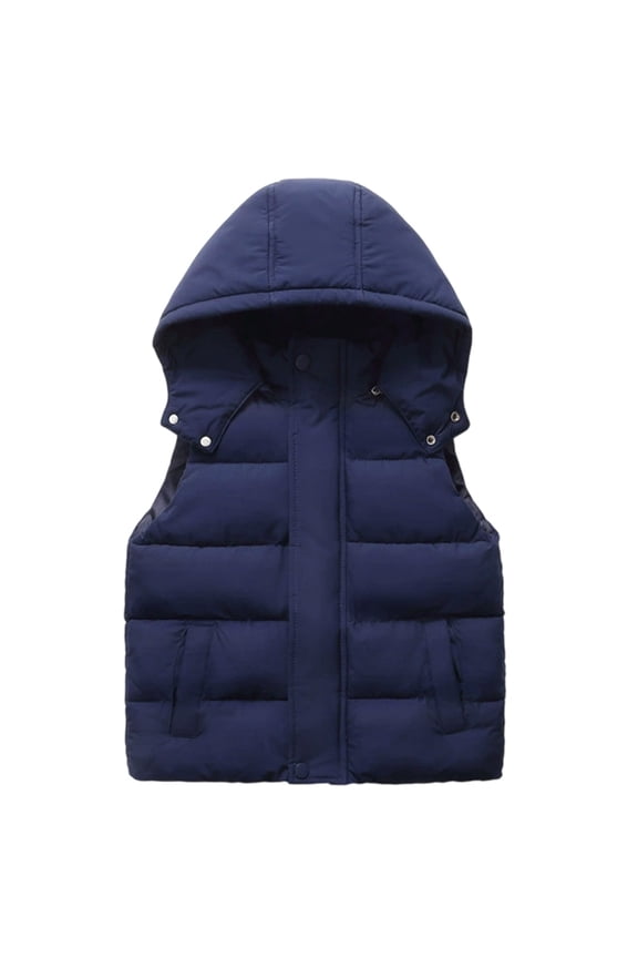 Boys Down Vest Hooded Sleeveless Jacket, Winter Warm Insulated Padded for Kids Outdoor Activities,8-10 Years