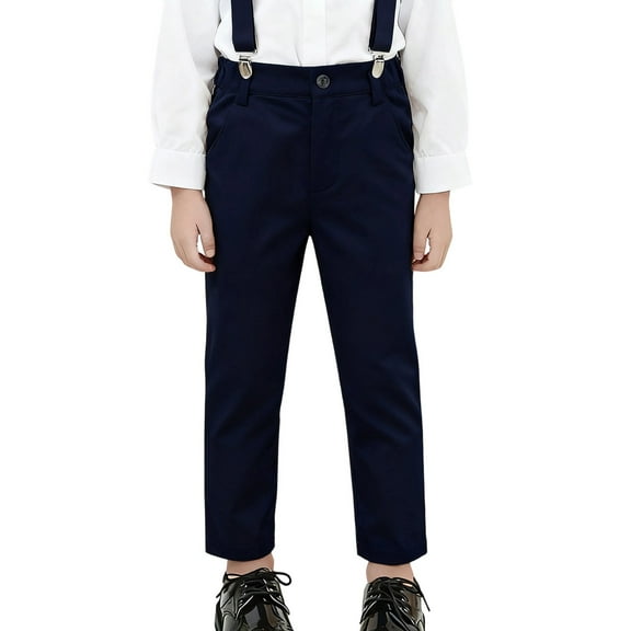 REDARER Boys Dress Pants for School, Classic Fit Formal Trousers with Adjustable Waistband, Comfortable Flat Front Twill,8-9 Years