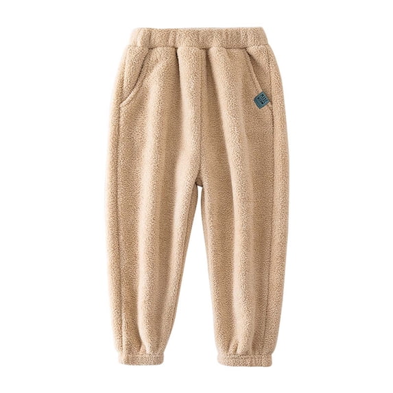 REDARER Boys Lined Casual Pants Elastic Waistband Solid Comfortable Thermal Winter Trousers for Outdoor Play,Kids Clothing,Size:6-7 Years