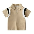 thumbnail image 1 of REDARER Boys Girls Color Block Collared Short Sleeve Polo Shirt Button Closure Soft Comfortable Kids Casual Fashion Top,4-5 Years, 1 of 9