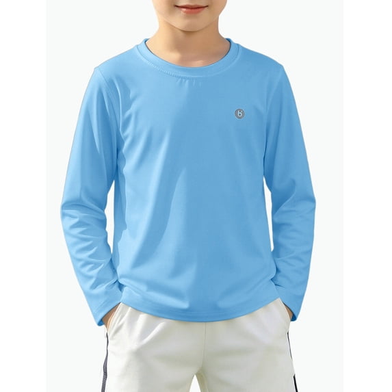REDARER Boys & Girls Long Sleeve Ice Silk Shirt Breathable Lightweight Sun Protection Casual Athletic Tee,13-15 Years