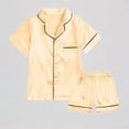 thumbnail image 1 of REDARER Boys Girls Satin 2-Piece Pajama Set Short Sleeve Button-Down Sleepwear & Loungewear,6-7 Years, 1 of 9