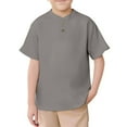 thumbnail image 1 of REDARER Boys Girls Short Sleeve Polo Shirt Button Front Comfortable Soft Breathable Top For Kids Spring Summer Casual Wear,Color:Grey,Size:5-6 Years, 1 of 8