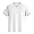 thumbnail image 1 of REDARER Boys Girls Short Sleeve Polo Shirt Striped Collared Top With Pocket Casual Summer Tee For Kids Holiday Wear,Color:2 White,Size:5-6 Years, 1 of 4