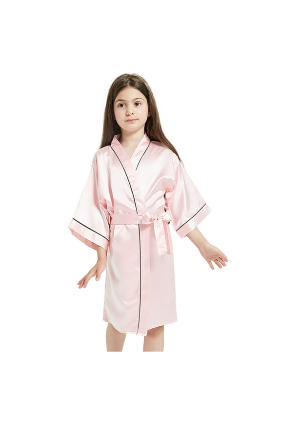 Boys & Girls Silk Kimono Robe - Satin Bathrobe for Kids, Sleepwear Nightgown, Soft Loungewear,Size for 11-12 Years