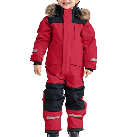 REDARER Boys Girls Snowsuit Waterproof Ski Overall, Thermal Reflective 1-Piece with Removable Hood, Winter Adventure Suit,Size:10-11 Years