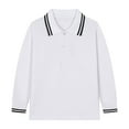 thumbnail image 1 of REDARER Boys Girls Solid Color Collared Long Sleeve Polo Shirt Button Closure Soft Comfortable Kids Casual Daily Top,4-5 Years, 1 of 2
