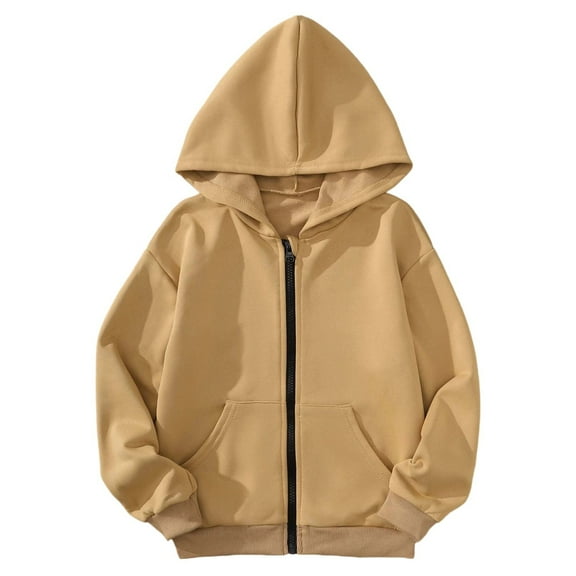 REDARER Boys Hooded Jacket, Long Sleeve Solid Color Coat for Teenage Kids, Casual Autumn Winter Outerwear,Size:9-10 Years