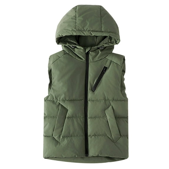 REDARER Kids Hooded Puffer Vest, Warm Insulated Sleeveless Jacket for Boys and Girls, Padded Outdoor Wear for Cold Weather,Size:6-7 Years