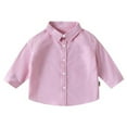 thumbnail image 1 of REDARER Boys Long Sleeve Button Down Shirt Plain Color Collared Top Comfortable Inner Wear Autumn Casual Kids Shirt Jacket,Color:Light Pink,Size:5-6 Years, 1 of 3