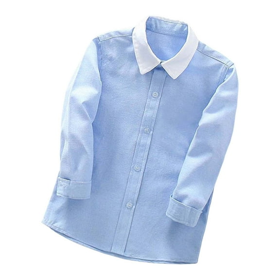 REDARER Boys Long Sleeve Performance Shirt Classic Polo Collar Formal Stage Wear Comfortable Fit Fall Spring,Size:6-7 Years