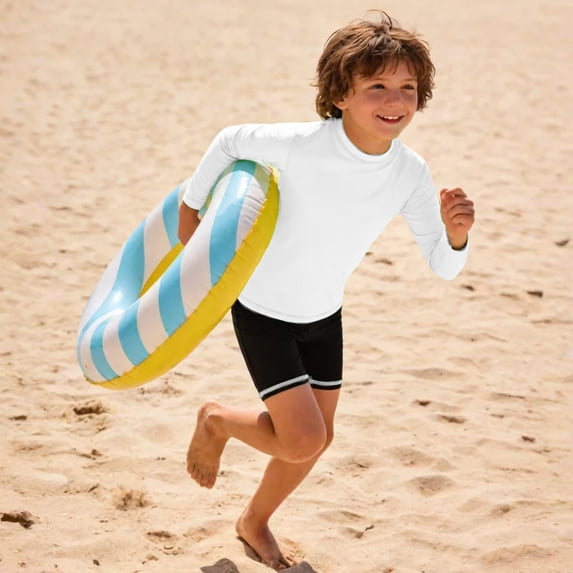 REDARER Boys Long Sleeve Rash Guard and Swim Trunk Set UPF 50+ for Beach Pool Water Sports,11-12 Years