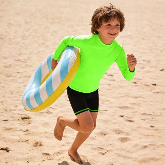 REDARER Boys Long Sleeve Rash Guard and Swim Trunk Set UPF 50+ for Beach Pool Water Sports,3-4 Years