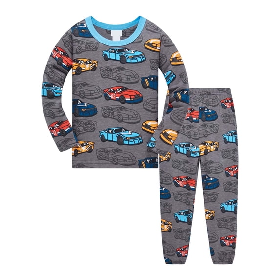 REDARER Boys Pajama Set Car Prints Sleepwear Long Sleeve Top and Pants Comfy Outfit for Toddler Daily Home Wear Soft Breathable Fabric,3-4 Years