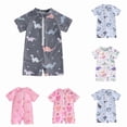 thumbnail image 1 of REDARER Boys Pastel Dinosaur Print Rash Guard, Gray Short Sleeve One Piece Swimsuit UPF 50+,2-3 Years, 1 of 4