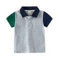 thumbnail image 1 of REDARER Boys Polo Shirt Casual Short Sleeve Color Blocked Sweat Absorbent Playwear Kids Top Breathable Summer,Color:1 Grey,Size:7-8 Years, 1 of 7