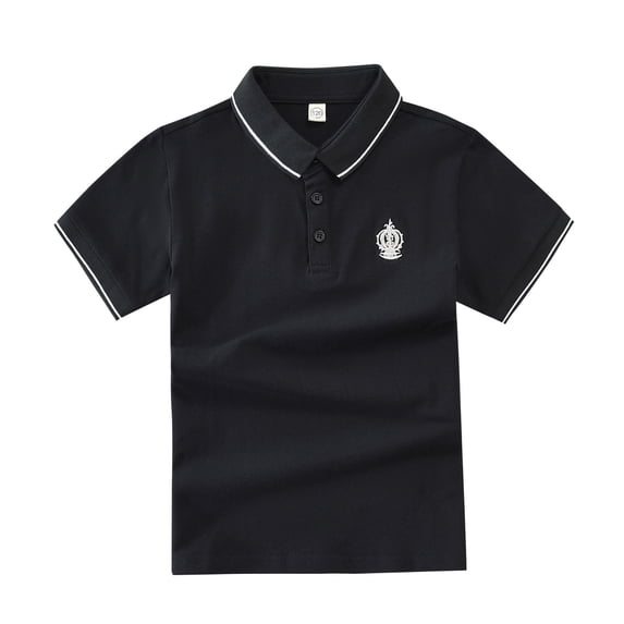 REDARER Boys Polo Shirts Short Sleeve Casual Summer Top with Embroidered Print Loose Fit Boys Uniform Shirts, for Size 5-6 Years