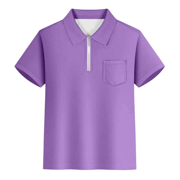 REDARER Boys Polo Shirts Short Sleeve Summer Casual Solid Zipper Gentleman Tops Teen Holiday Shirts T Shirt Boys Uniform Shirts, for Size 9-10 Years
