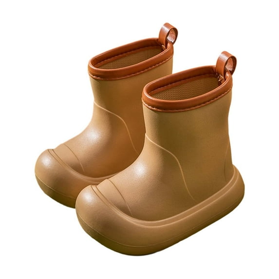 REDARER Boys Rain Boots - Waterproof Outdoor Shoes for Kids & Toddlers, Lightweight Comfortable with Durable Round Sole - Rain Boots Kids,Color:Coffee Size:2-3 Years