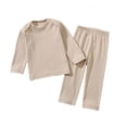 thumbnail image 1 of REDARER Boys' Ribbed Waffle Knit Pajama Set, Soft Long Sleeve Loungewear for Toddler & Kids,2-3 Years, 1 of 9