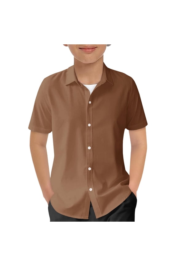 Boys Short Sleeve Polo & Button Down Shirts | Summer Casual Beach 5-14Y | -Resistant Uniform,Size 11-12 Years
