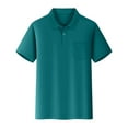 thumbnail image 1 of REDARER Boys Short Sleeve Polo Shirt Solid Color Pocket Top Comfortable Kids Casual Shirt For Daily Wear Play Outfit,Color:3 Dark Green,Size:7-8 Years, 1 of 2