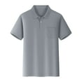 thumbnail image 1 of REDARER Boys Short Sleeve Polo Shirt Solid Color Pocket Top Comfortable Kids Casual Shirt For Daily Wear Play Outfit,Color:3 Grey,Size:5-6 Years, 1 of 2