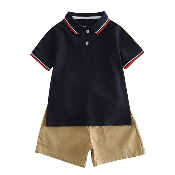 REDARER Boys Short Sleeve Polo Shirt Tops and Shorts 2PC Set Outfits Clothes,5-6 Years