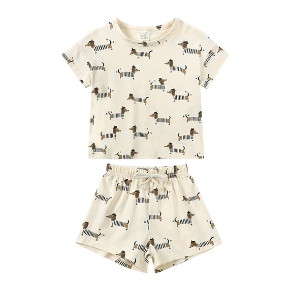 REDARER Boys Short Sleeve T Shirt Pullover Tops and Shorts Outfits,12-24 Months