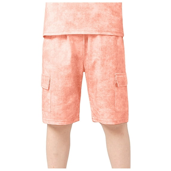 REDARER Boys Shorts Boys Summer Sports Shorts Solid Color Wax Dyed Printed Cropped Pants,Size 7-8 Years