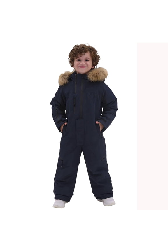 Boys Ski Snowsuit Insulated Windproof Romper for Winter Outdoor Ice Skating Warm Playwear,4-5 Years