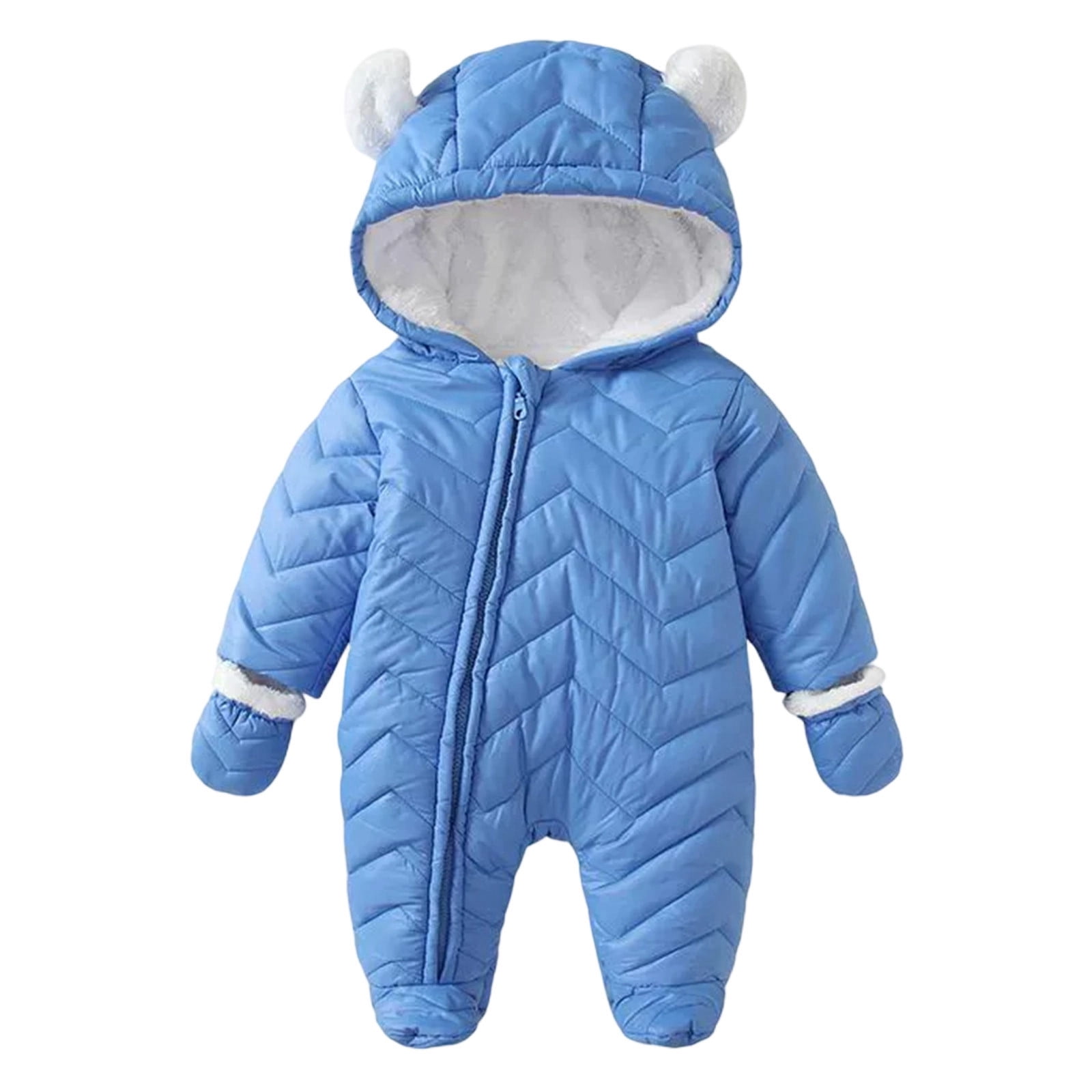REDARER Boys Snowsuit Winter One-Piece Outfit Warm Insulated Snow Wear For Baby Toddler Cold Weather Outdoor Adventure,Color:Light Blue,Size:3-6 Months