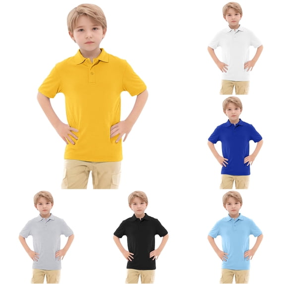 REDARER Boys Solid Short Sleeve Polo Shirt Soft Breathable Kids School Uniform Casual Tops,12-13 Years