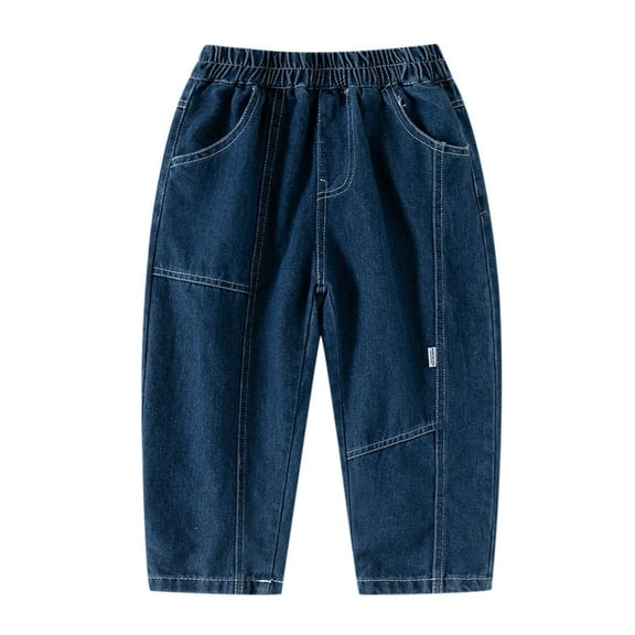 REDARER Boys' Stretch Denim Pants - Elastic Waist Comfortable Casual Loose Fit Jeans for Outdoor School Daily Wear,Size:4-5 Years