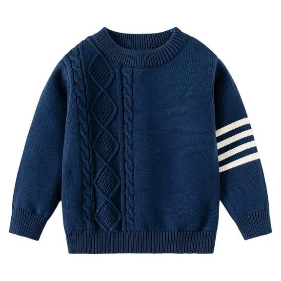 REDARER Boys Striped Knit Sweater Pullover with Built In Neck Gaiter for Cold Weather Outdoor Play,Kids Clothing,Size:7-8 Years