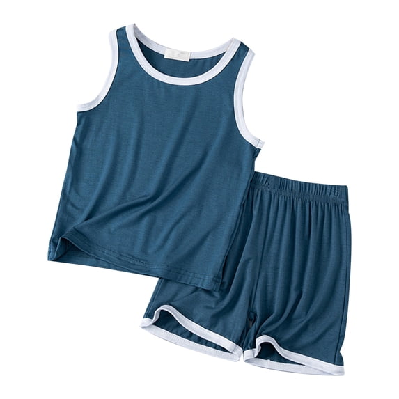 REDARER Boys' Summer Pajama Set – Sleeveless Vest & Loose Shorts for Home Comfort,for Sze 5-6 Years