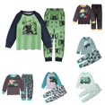 thumbnail image 1 of REDARER Boys Two Piece Loungewear Set Long Sleeve Crew Neck Top Matching Pants Cartoon Dinosaur Print Soft Casual Sleep Outfit for Kids Night Relax Wear,1-2 Years, 1 of 7