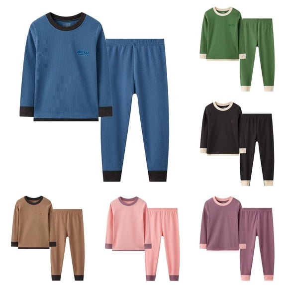 REDARER Boys Two Piece Thermal Base Layer Set Crew Neck Long Sleeve Ribbed Knit Warm Cold Weather Soft Indoor Outdoor Sleep Loungewear,14-15 Years