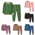 thumbnail image 1 of REDARER Boys Two Piece Thermal Base Layer Set Crew Neck Long Sleeve Ribbed Knit Warm Cold Weather Soft Indoor Outdoor Sleep Loungewear,17-18 Years, 1 of 8