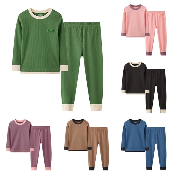 REDARER Boys Two Piece Thermal Base Layer Set Crew Neck Long Sleeve Ribbed Knit Warm Cold Weather Soft Indoor Outdoor Sleep Loungewear,17-18 Years