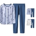 thumbnail image 1 of REDARER Boys Two Piece Thermal Pajama Set Crew Neck Long Sleeve Cute Cartoon Penguin Print Soft Stretch Warm Winter Cozy Home Sleep Loungewear,3-4 Years, 1 of 4