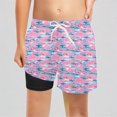 thumbnail image 1 of REDARER Boys UPF 50+ Sun Protection Swim Trunks with Compression Liner, Fish Print Stretch Swim Shorts for Beach Pool Swimming,5-6 Years, 1 of 4