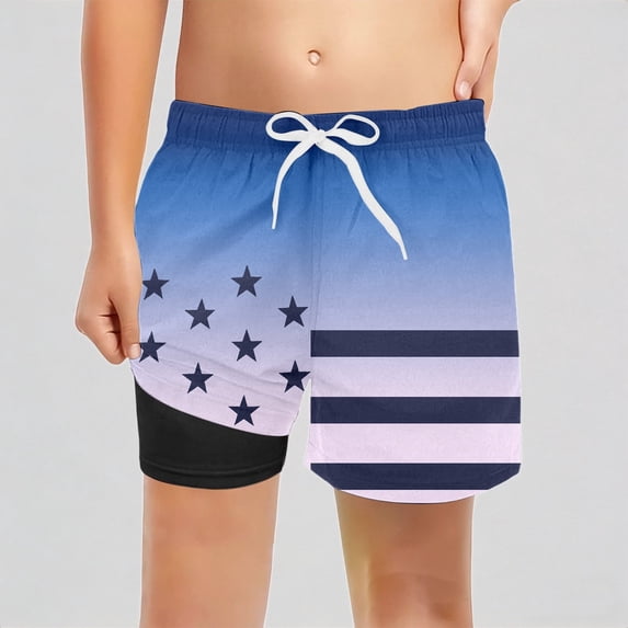 REDARER Boys UPF 50+ Sun Protection Swim Trunks with Compression Liner, Fish Print Stretch Swim Shorts for Beach Pool Swimming,9-10 Years