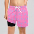 thumbnail image 1 of REDARER Boys UPF 50+ Swim Trunks with Compression Liner, Gradient Tree Print Board Shorts for Beach Pool Swimming,10-12 Years, 1 of 5