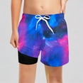 thumbnail image 1 of REDARER Boys UPF 50+ Swim Trunks with Compression Liner, Gradient Tree Print Board Shorts for Beach Pool Swimming,14-16 Years, 1 of 5