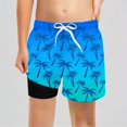 thumbnail image 1 of REDARER Boys UPF 50+ Swim Trunks with Compression Liner, Gradient Tree Print Board Shorts for Beach Pool Swimming,14-16 Years, 1 of 5