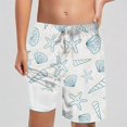 thumbnail image 1 of REDARER Boys UPF 50+ Swim Trunks with Compression Liner, Seashell Print Drawstring Beach Shorts for Pool Swimming Party,12-16Years, 1 of 4
