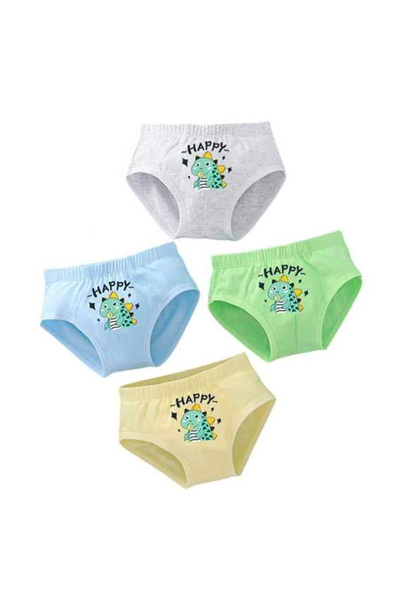 Boys Underwear 4-Pack Cotton Breathable Cartoon Print Briefs Soft Elastic Waist for Toddler Kids Multipack,Size 6-7 Years