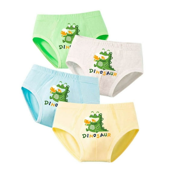 REDARER Boys Underwear 4-Pack Cotton Breathable Cartoon Print Briefs Soft Elastic Waist for Toddler Kids Multipack,Size 6-7 Years